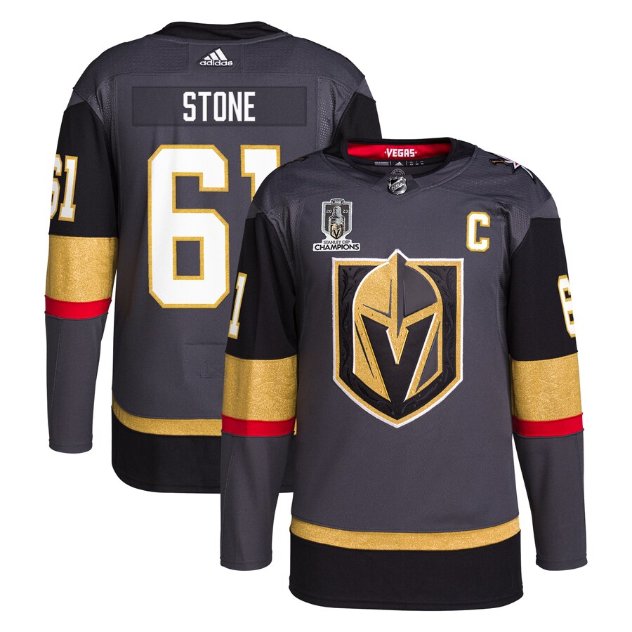 Men's Vegas Golden Knights Mark Stone adidas Gray 2023 Stanley Cup Champions Authentic Alternate Player Jersey - Jersey