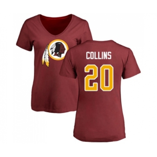 Football Women's Washington Redskins #20 Landon Collins Maroon Name & Number Logo T-Shirt - Jersey