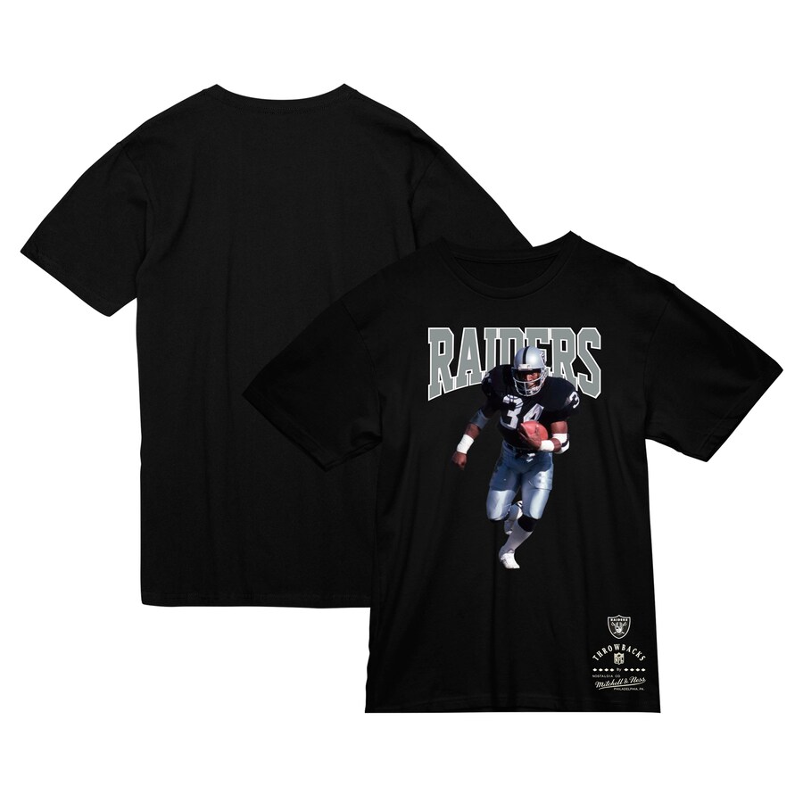 Men's Las Vegas Raiders Bo Jackson Mitchell & Ness Black Sideline Retired Player T-Shirt - Jersey