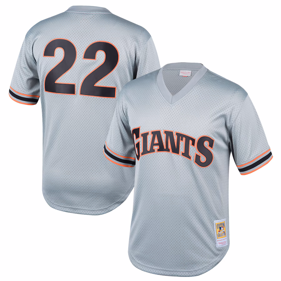 Youth San Francisco Giants Will Clark Mitchell & Ness Gray Cooperstown Collection Mesh Batting Practice Jersey - Jersey