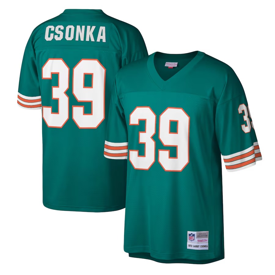 Men's Miami Dolphins Larry Csonka Mitchell & Ness Aqua Legacy Replica Jersey - Jersey