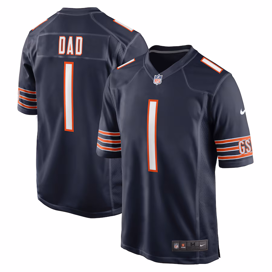 Men's Chicago Bears Number 1 Dad Nike Navy Game Jersey - Jersey