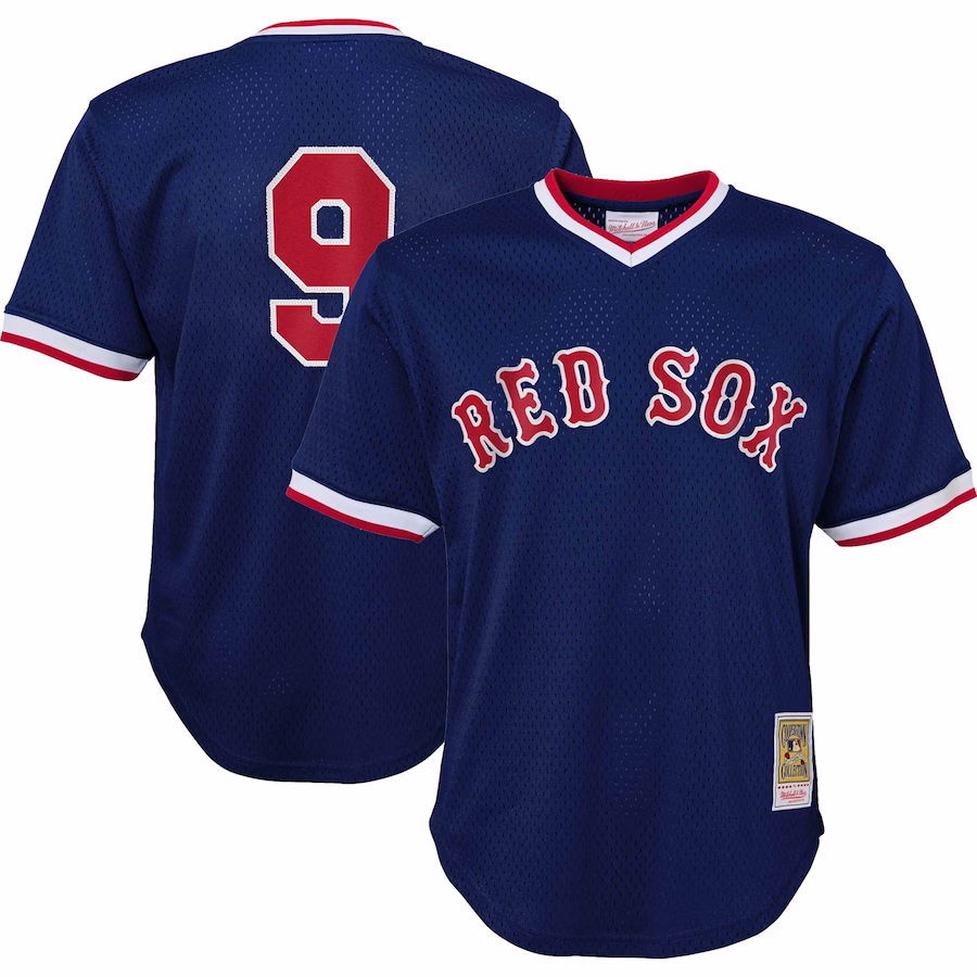 Youth Boston Red Sox Ted Williams Mitchell & Ness Navy Cooperstown Collection Mesh Batting Practice Jersey - Jersey