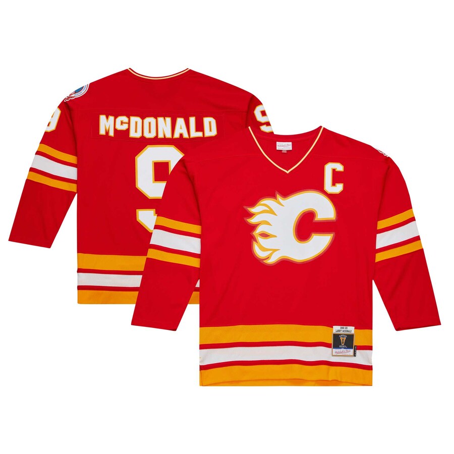 Men's Calgary Flames Lanny McDonald Mitchell & Ness Red 1988 Blue Line Player Jersey - Jersey