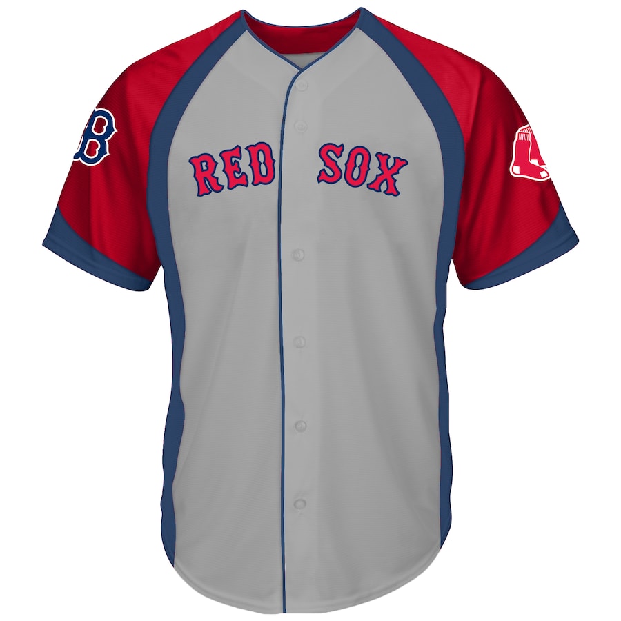 Men's Boston Red Sox Gray/Navy Big & Tall Colorblock Full-Button Jersey - Jersey
