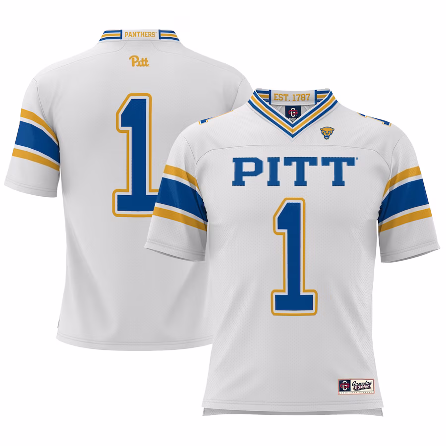 #1 Pitt Panthers GameDay Greats Youth Football Jersey - White - Jersey