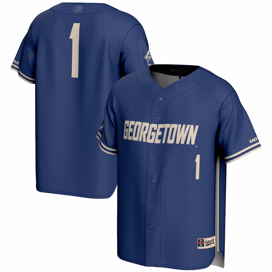 Men's GameDay Greats #1 Navy Georgetown Hoyas Lightweight Baseball Fashion Jersey - Jersey