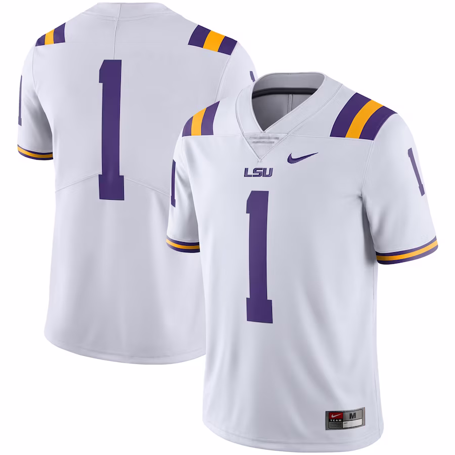 #1 LSU Tigers Nike Team Limited Jersey - White - Jersey