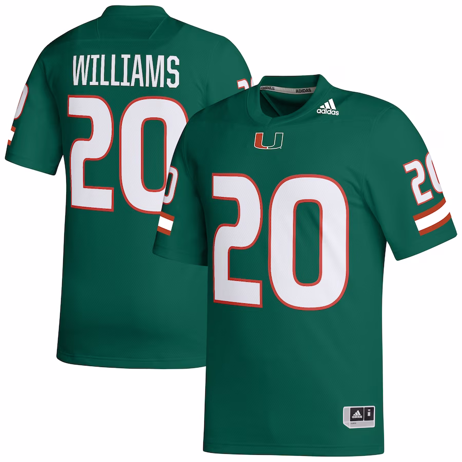 James Williams Miami Hurricanes adidas NIL Football Player Jersey - Green - Jersey