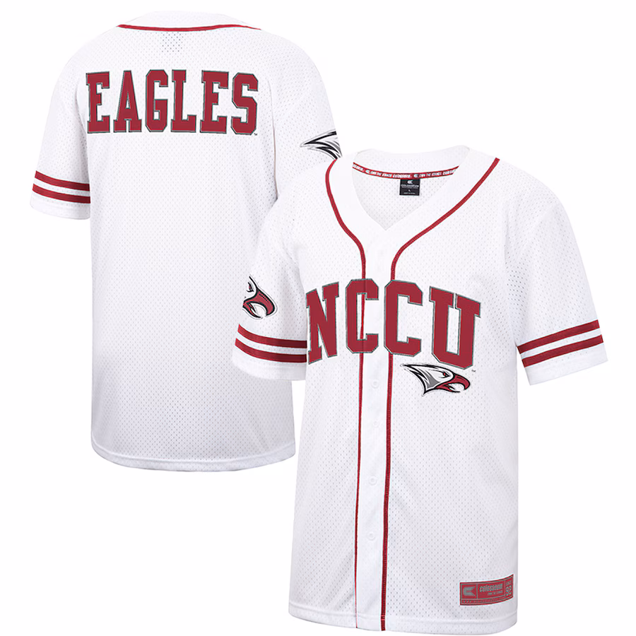 North Carolina Central Eagles Colosseum Free Spirited Mesh Button-Up Baseball Jersey - White - Jersey