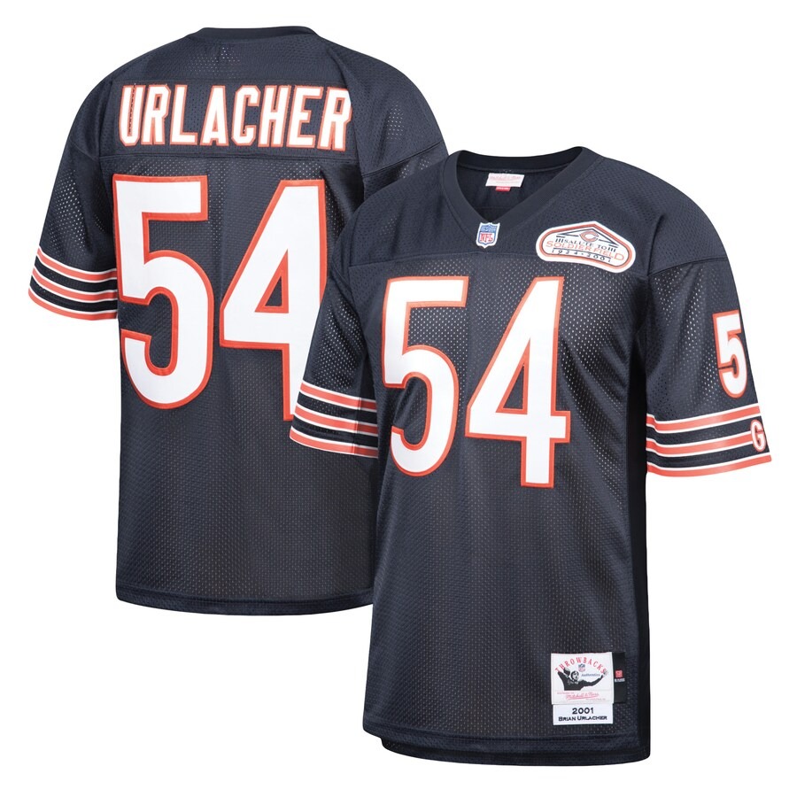 Men's Chicago Bears 2001 Brian Urlacher Mitchell & Ness Navy Authentic Throwback Retired Player Jersey - Jersey