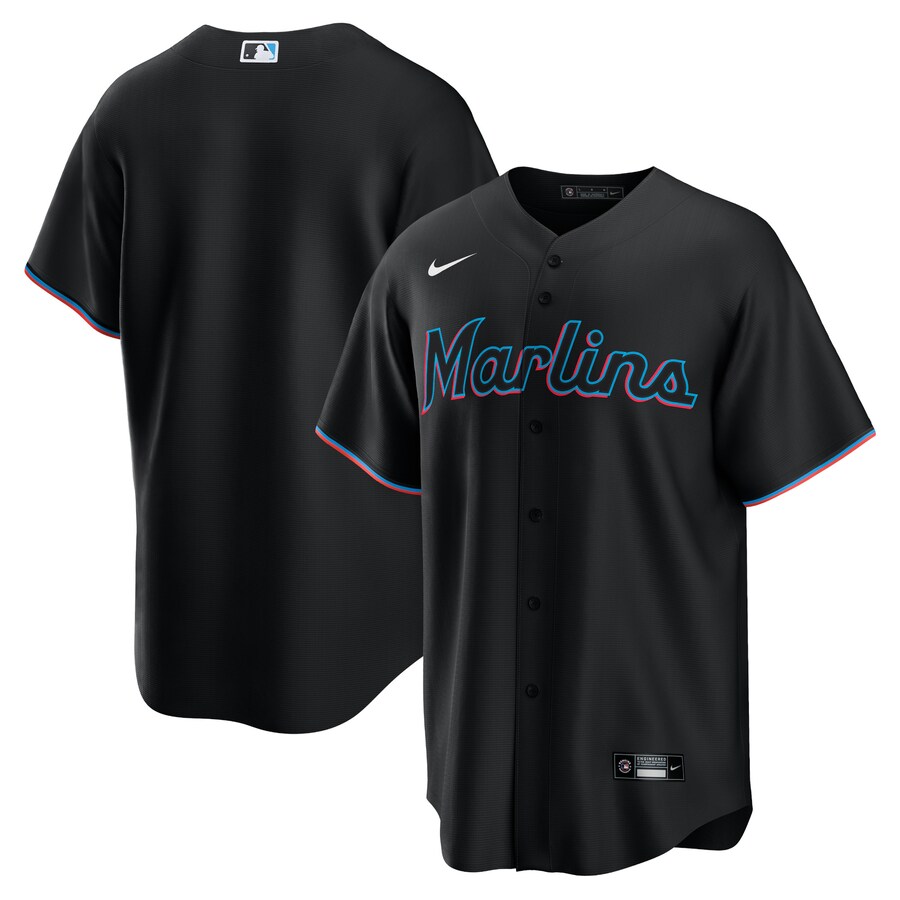 Men's Miami Marlins Nike Black Pitch Black Fashion Replica Jersey - Jersey