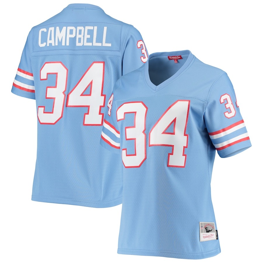 Women's Houston Oilers Earl Campbell Mitchell & Ness Light Blue 1980 Legacy Replica Jersey - Jersey