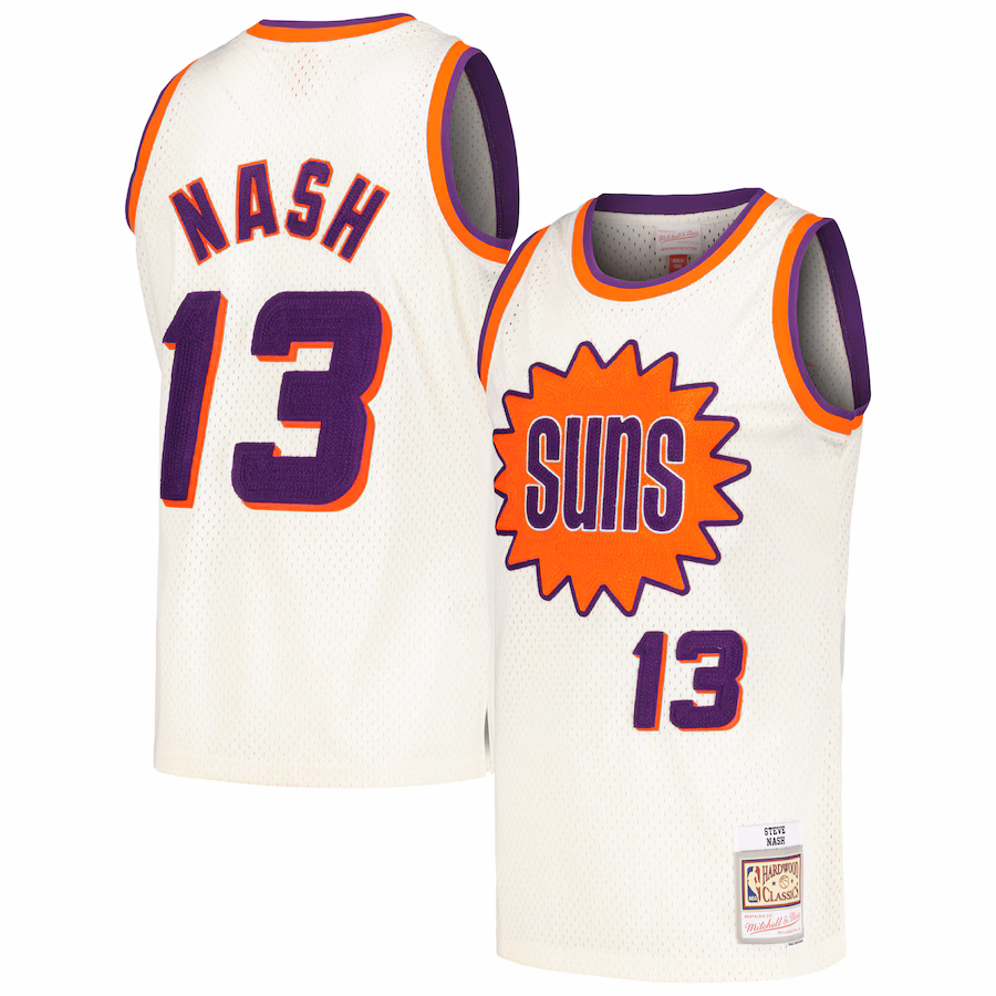 Men's Phoenix Suns Steve Nash Mitchell & Ness Cream Chainstitch Swingman Jersey - Jersey