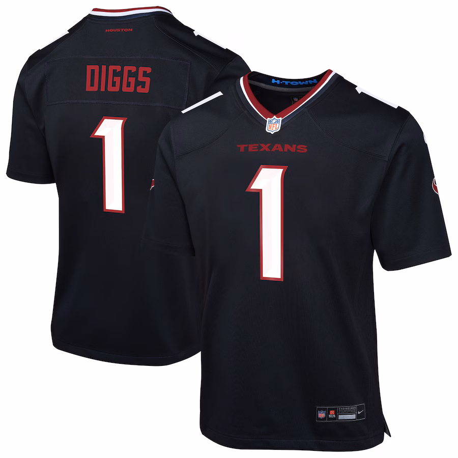 Youth Houston Texans Stefon Diggs Nike Navy Team Player Game Jersey - Jersey