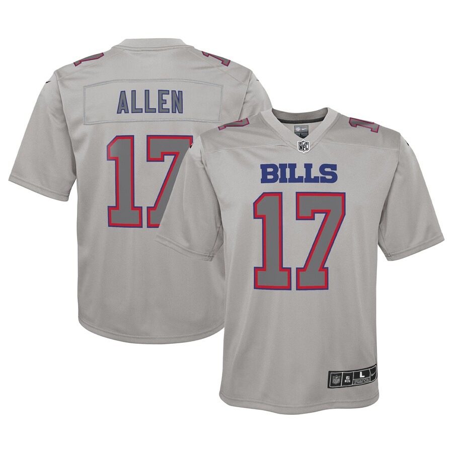 Youth Buffalo Bills Josh Allen Nike Gray Atmosphere Game Jersey - Jersey
