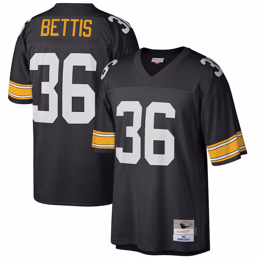 Men's Pittsburgh Steelers Jerome Bettis Mitchell & Ness Black Big & Tall 1996 Retired Player Replica Jersey - Jersey