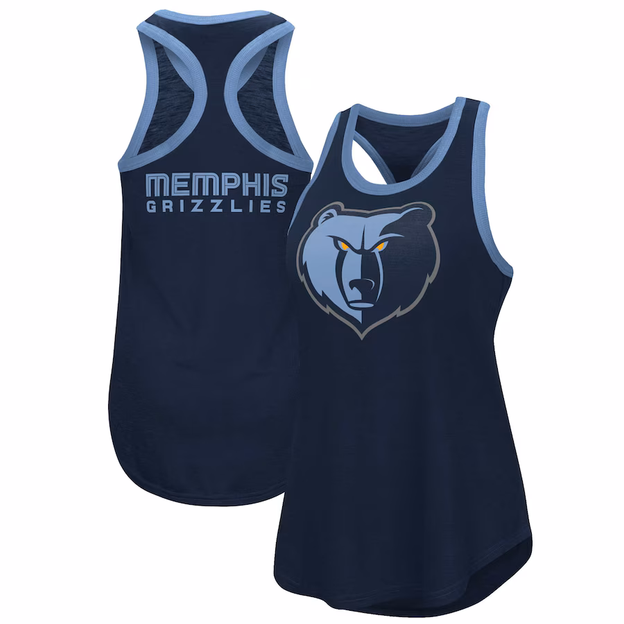 Women's Memphis Grizzlies G-III 4Her by Carl Banks Navy Showdown Scoop-Neck Racerback Tank Top - Jersey