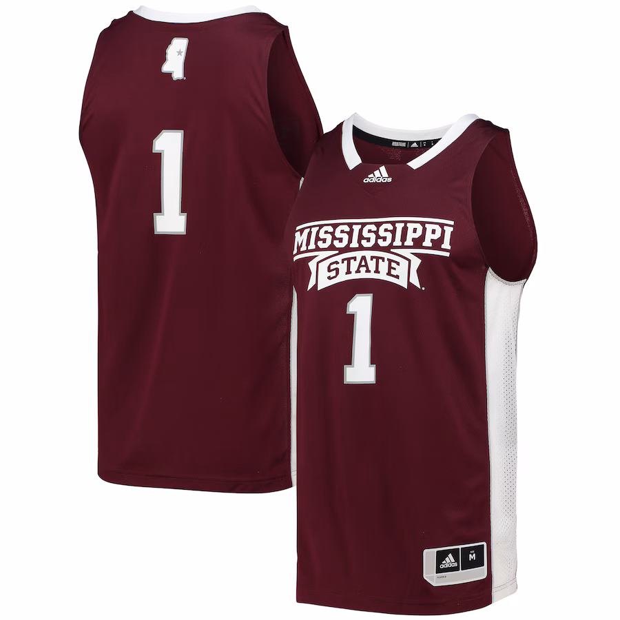 Men's adidas #1 Maroon Mississippi State Bulldogs Team Swingman Basketball Jersey - Jersey
