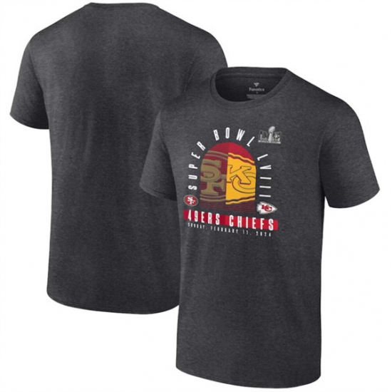 Men's Heather Charcoal San Francisco 49ers vs. Kansas City Chiefs Super Bowl LVIII Matchup Final Battle T-Shirt - Jersey