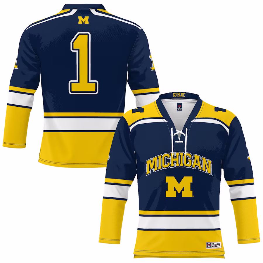 #1 Michigan Wolverines GameDay Greats Hockey Jersey - Navy - Jersey
