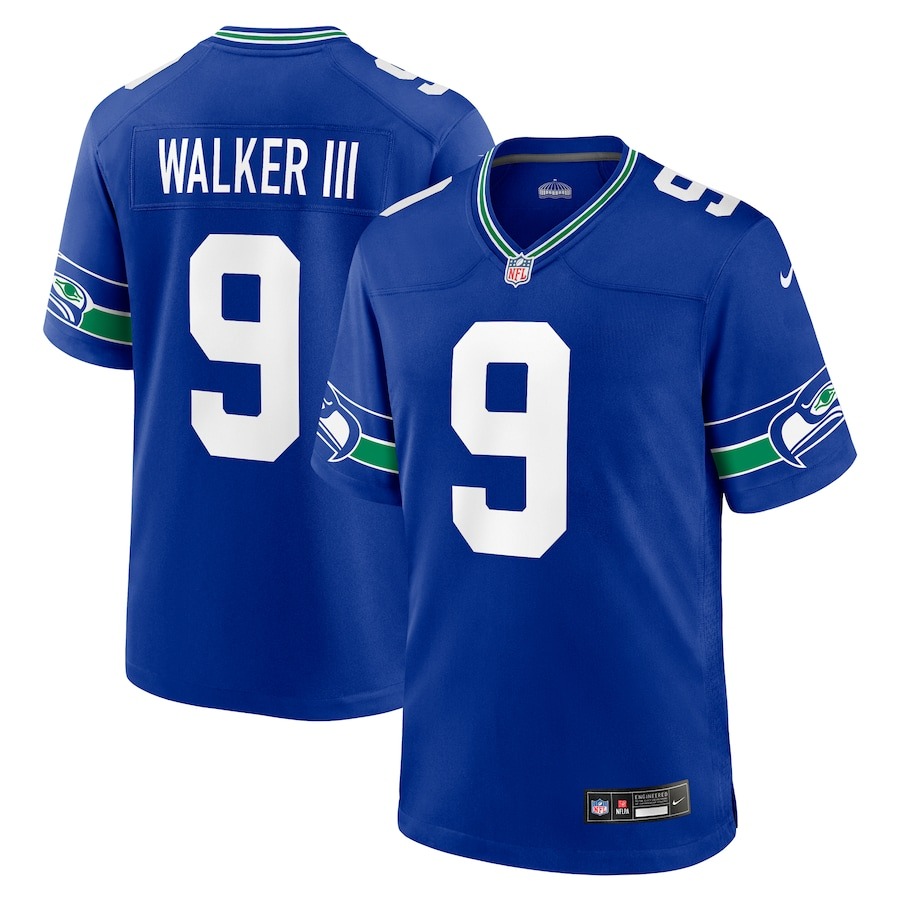 Men's Seattle Seahawks Kenneth Walker III Nike Royal Throwback Player Game Jersey - Jersey