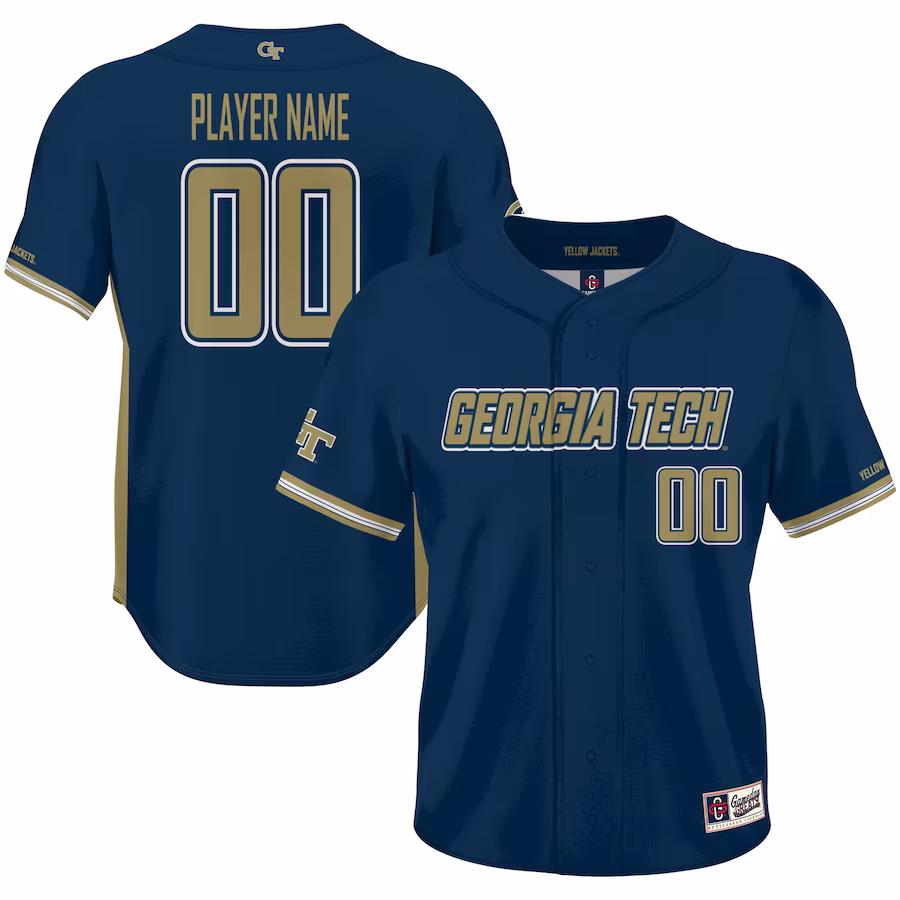 Georgia Tech Yellow Jackets GameDay Greats Youth NIL Pick-A-Player Lightweight Baseball Jersey - Navy - Jersey