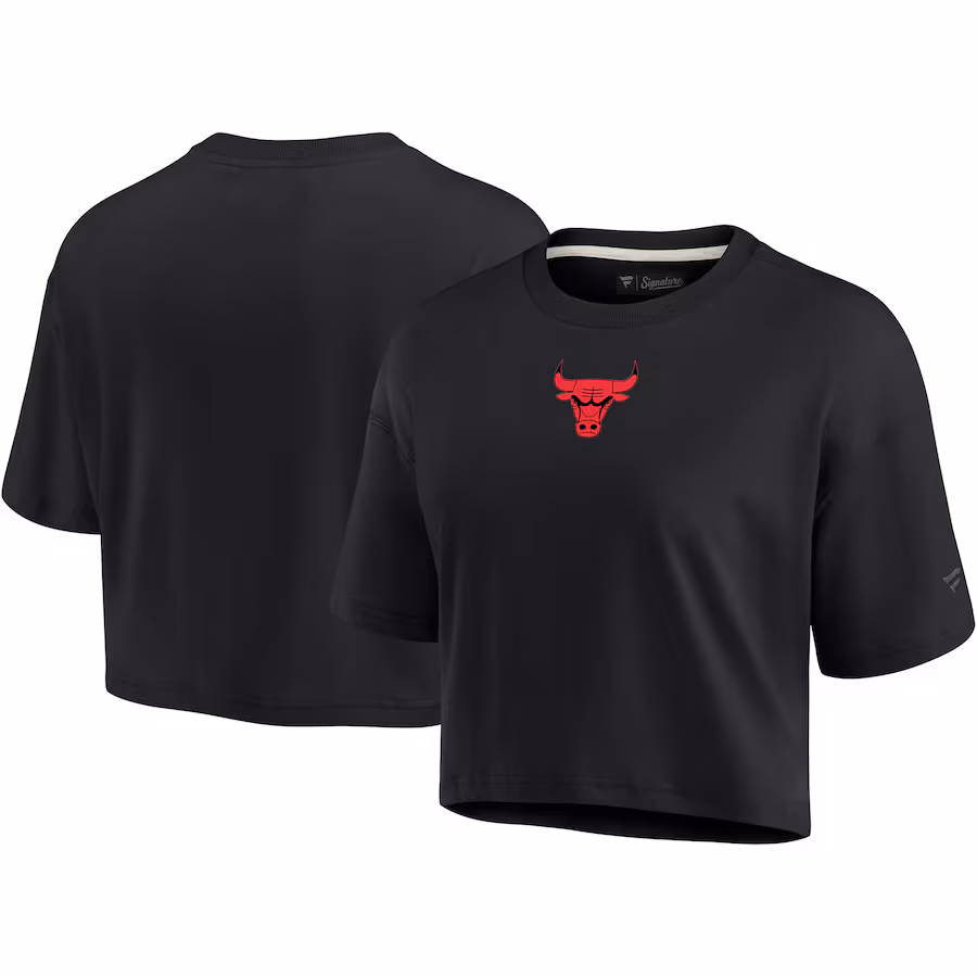 Women's Chicago Bulls Fanatics Black Elements Super Soft Boxy Cropped T-Shirt - Jersey