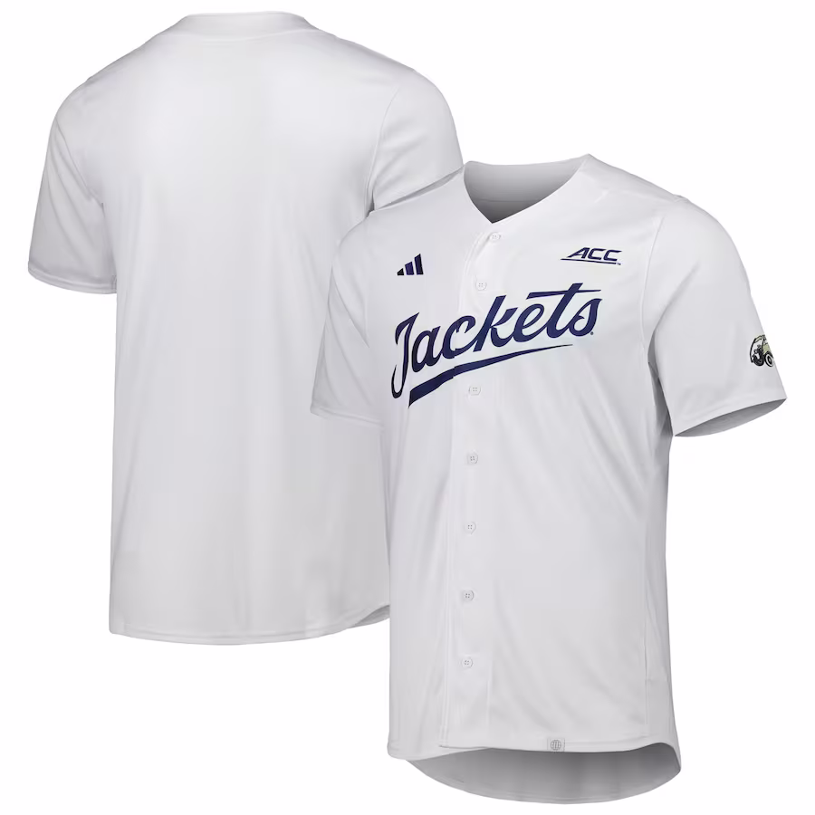 GA Tech Yellow Jackets adidas Team Baseball Jersey - White - Jersey