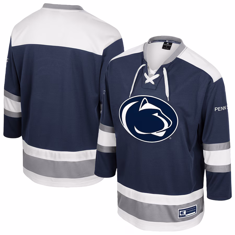Men's Colosseum  Navy Penn State Nittany Lions Athletic Machine Fashion Hockey Jersey - Jersey