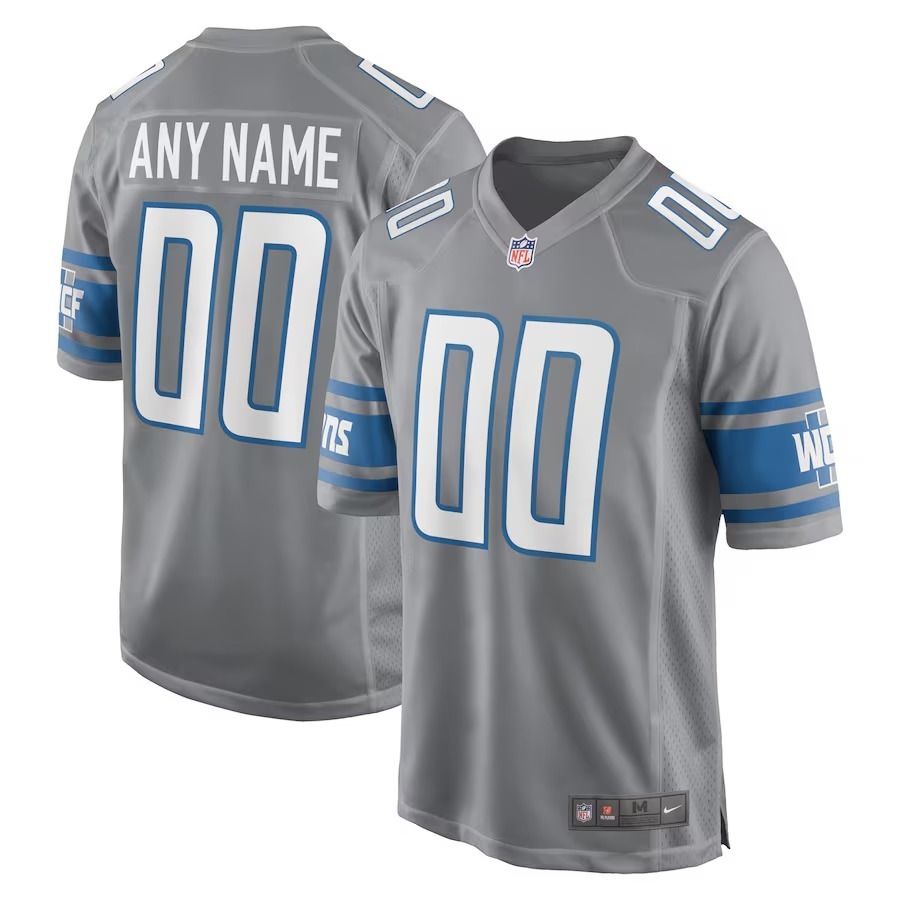 Men's Detroit Lions  Nike Gray Alternate Custom Game Jersey - Jersey