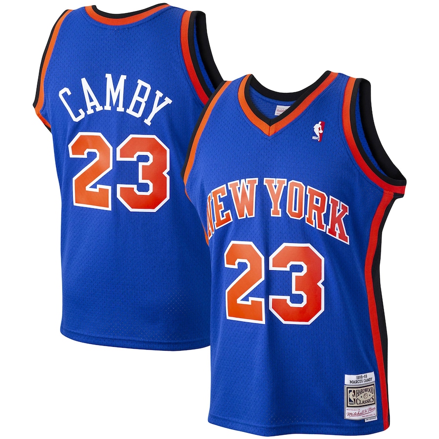 Men's New York Knicks Marcus Camby Mitchell & Ness Blue 1998/99 Hardwood Classics Swingman Jersey - Jersey