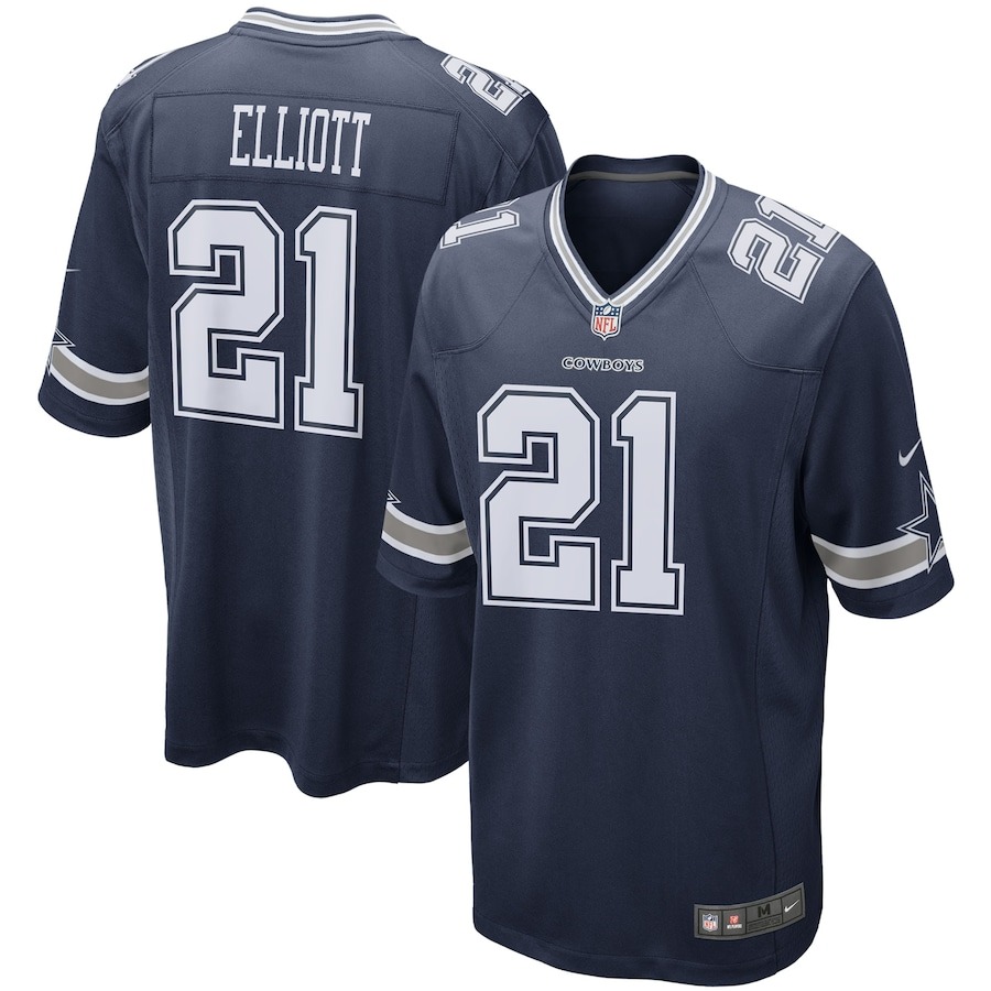 Men's Dallas Cowboys Ezekiel Elliott Nike Navy Game Team Jersey - Jersey