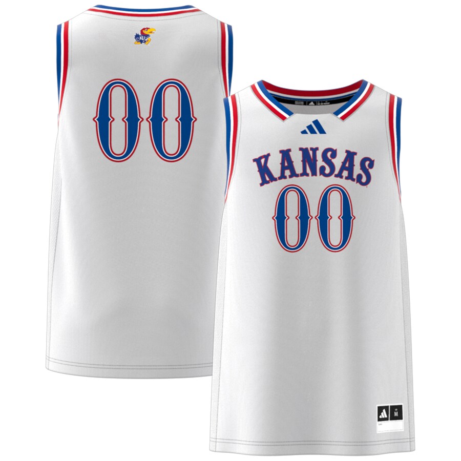 Men's adidas #00 White Kansas Jayhawks Swingman Jersey - Jersey
