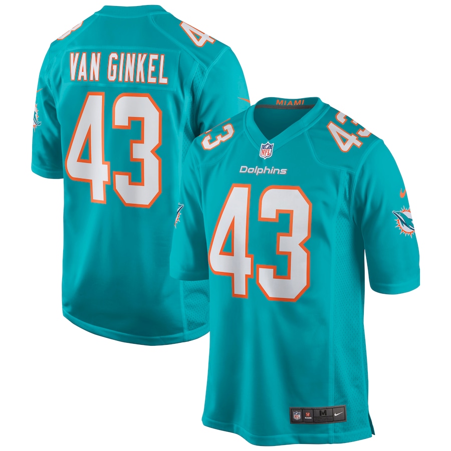 Men's Miami Dolphins Andrew Van Ginkel Nike Aqua Game Jersey - Jersey