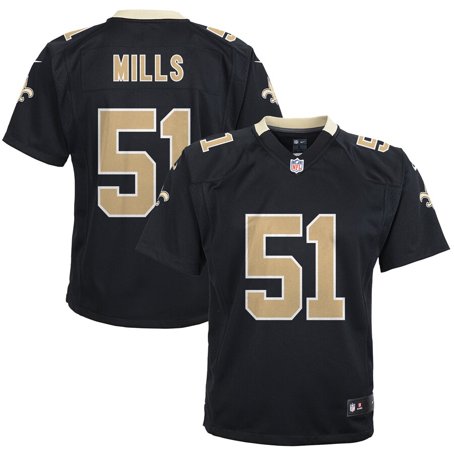 Youth New Orleans Saints Sam Mills Nike Black Retired Game Jersey - Jersey