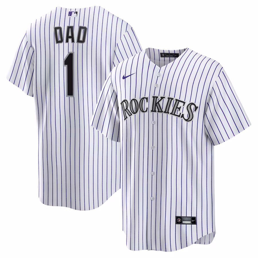 Men's Colorado Rockies Nike White #1 Dad Home Replica Jersey - Jersey