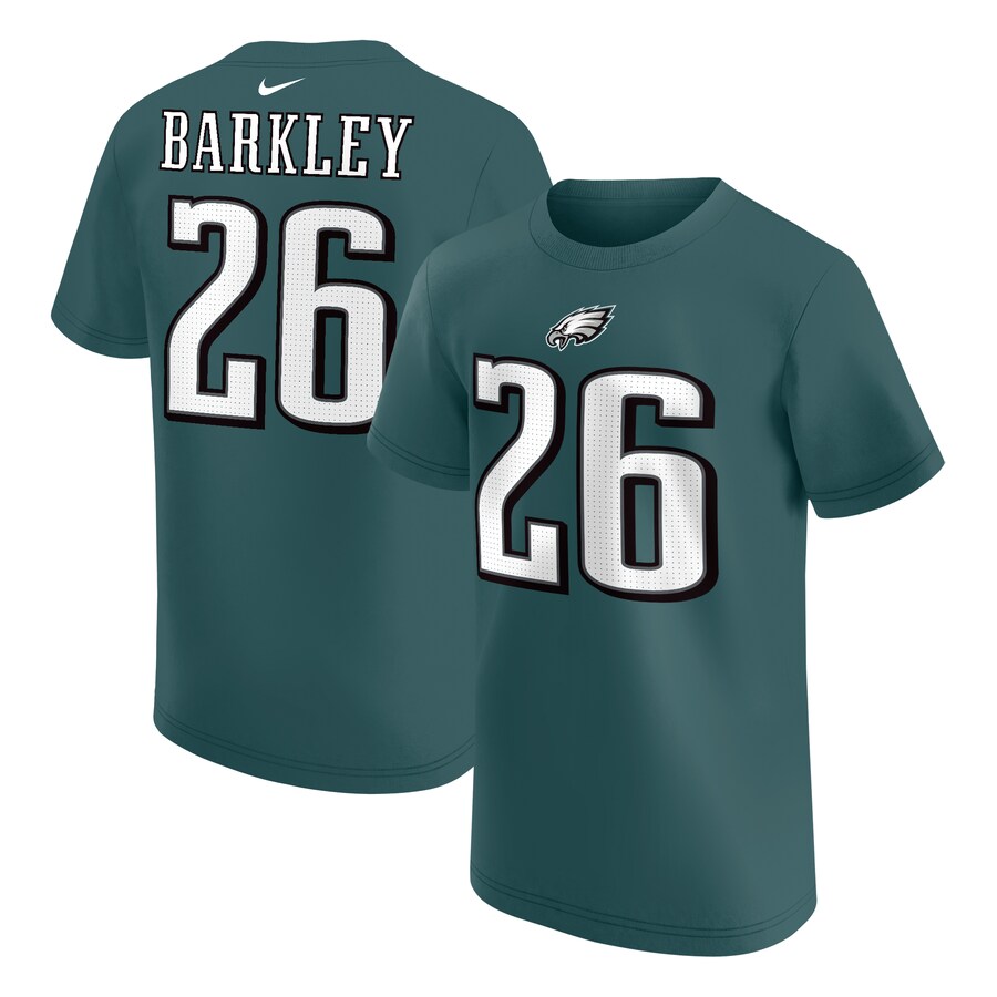 Youth Philadelphia Eagles Saquon Barkley Nike Midnight Green Player Name & Number T-Shirt - Jersey