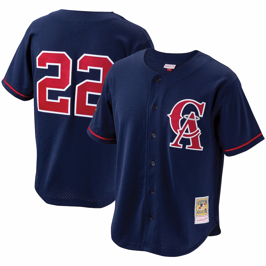 Men's California Angels Bo Jackson Mitchell & Ness Navy Cooperstown Collection Mesh Batting Practice Button-Up Jersey - Jersey