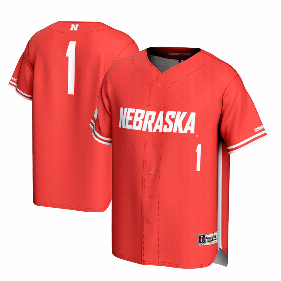Men's GameDay Greats #1 Scarlet Nebraska Huskers Lightweight Baseball Jersey - Jersey