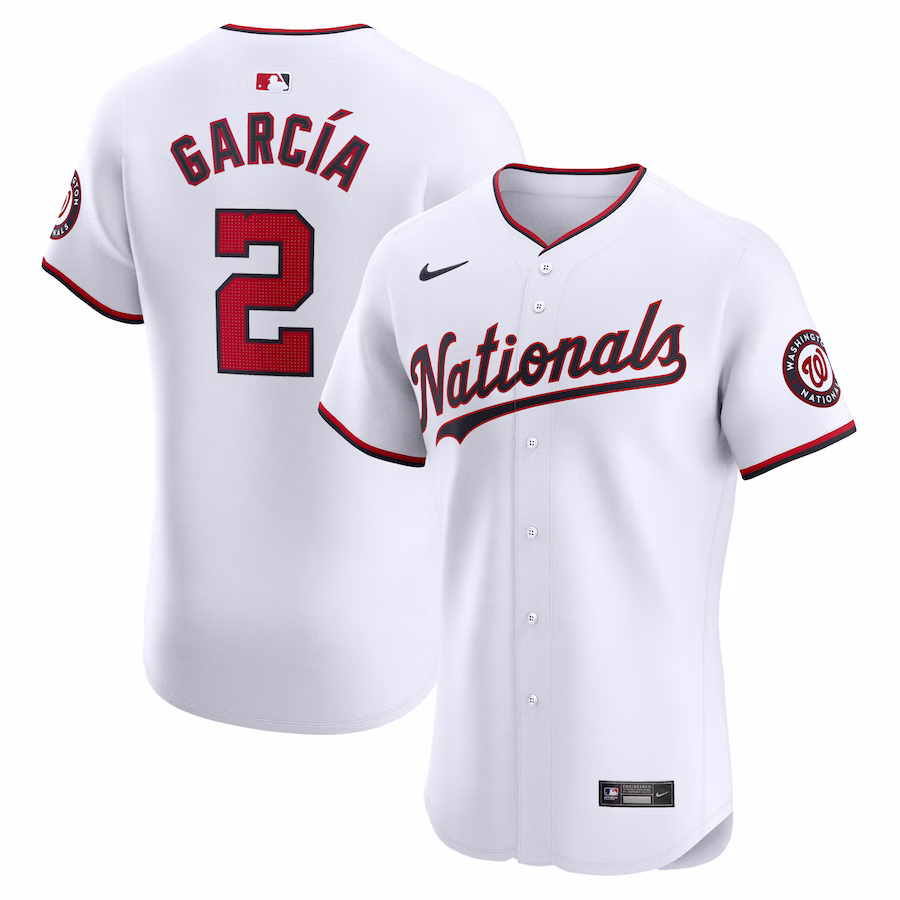 Men's Washington Nationals Luis Garcia Nike White Home Elite Player Jersey - Jersey