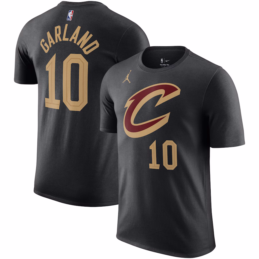 Men's Cleveland Cavaliers Darius Garland Jordan Brand Black 2022/23 Statement Edition Name & Number T-Shirt - Jersey