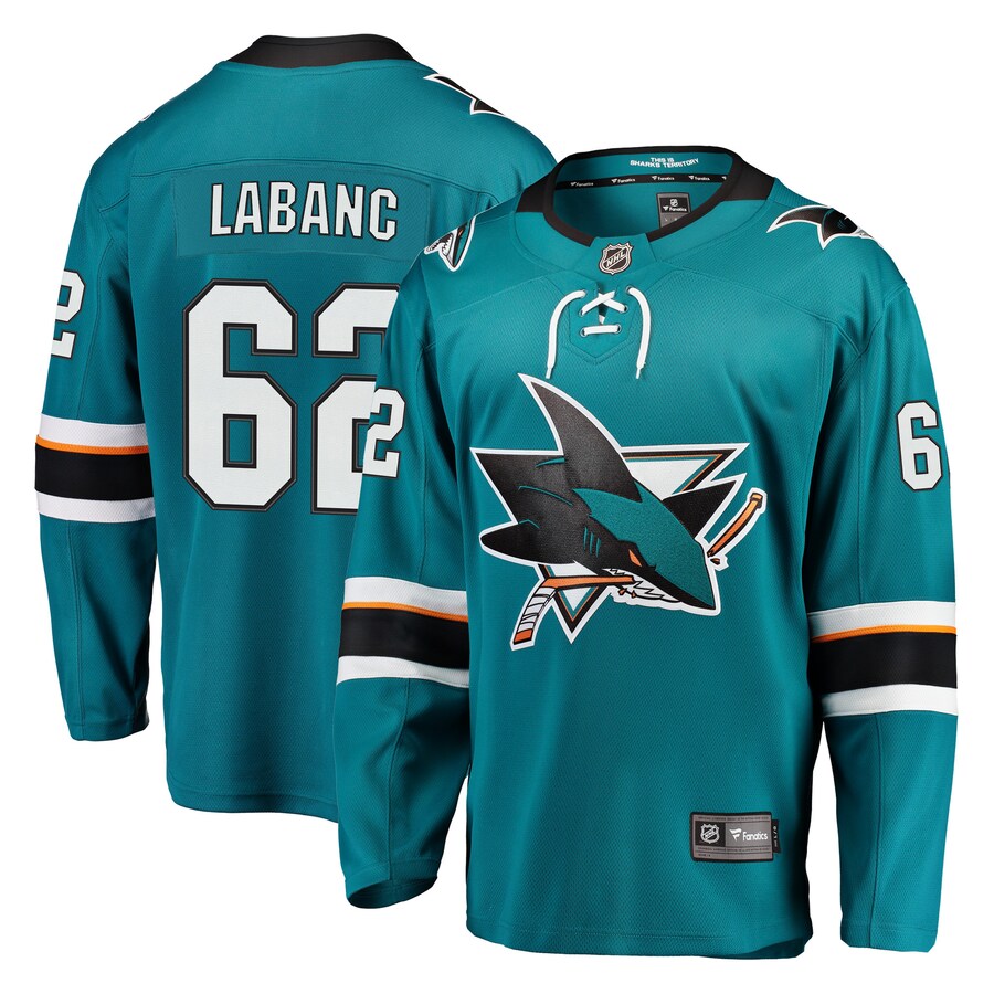 Men's San Jose Sharks Kevin Labanc Fanatics Branded Teal Breakaway Jersey - Jersey