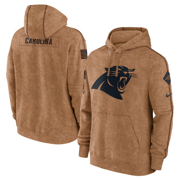 Men's Carolina Panthers 2023 Brown Salute to Service Pullover Hoodie - Jersey