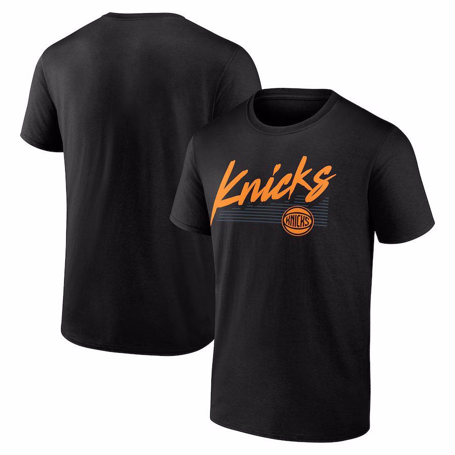 Men's New York Knicks Black Color Block Slant T-Shirt - Jersey