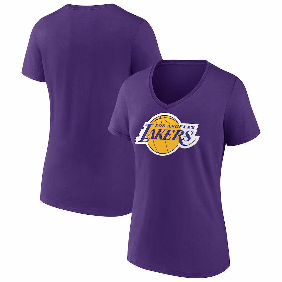 Women's Los Angeles Lakers Purple Primary Logo V-Neck T-Shirt - Jersey