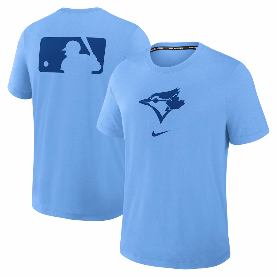 Men's Toronto Blue Jays Nike Powder Blue Authentic Collection Early Work Tri-Blend Performance T-Shirt - Jersey