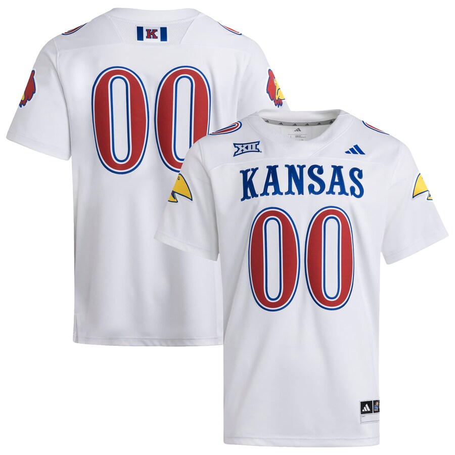 Men's adidas #00 White Kansas Jayhawks Premier Strategy Jersey - Jersey