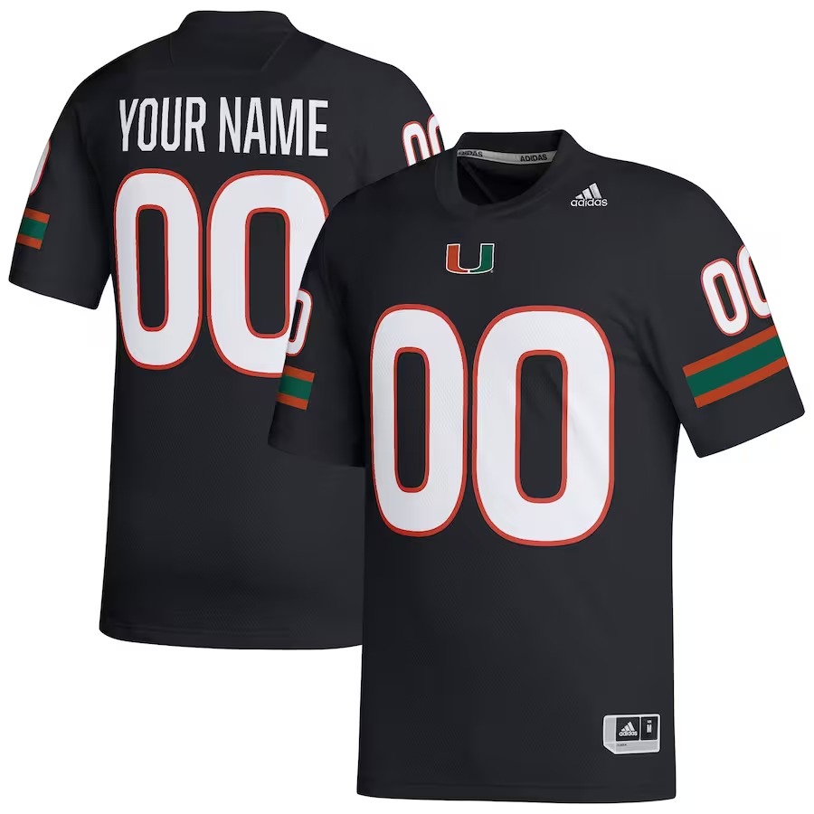 Miami Hurricanes adidas Custom Football Jersey - Black - Jersey