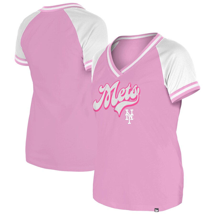 Women's New York Mets New Era Light Pink Gameday V-Neck T-Shirt - Jersey